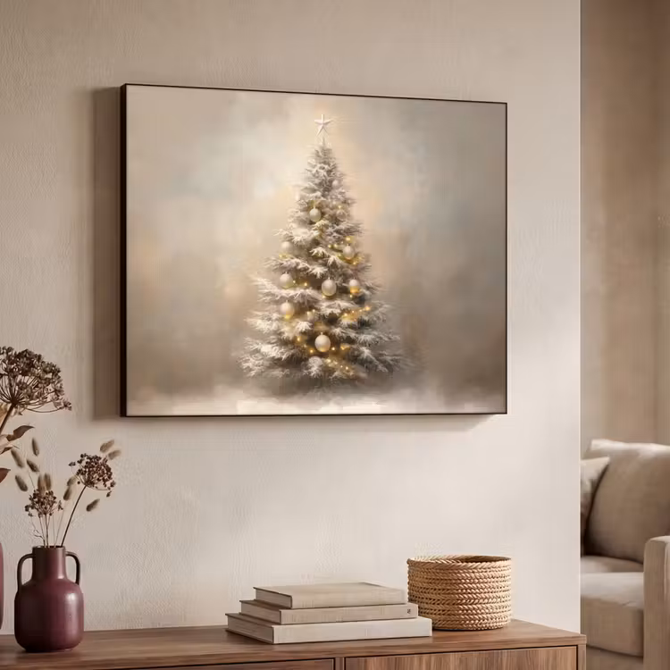 Kerst - kerstboom - Sneeuw - Art Textielframe - compleet frame klein -sfeer3