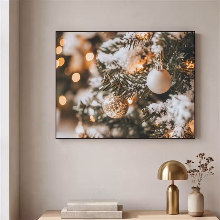 Kerst - Kerstboom - Winter - Binnen - Sneeuw Textielframe zwart klein -sfeer2