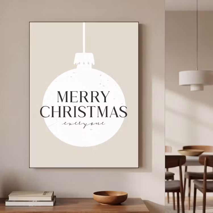 Christmas - Kerstballen - Japandi - Witte kerstballen Textielframe zwart klein -sfeer2