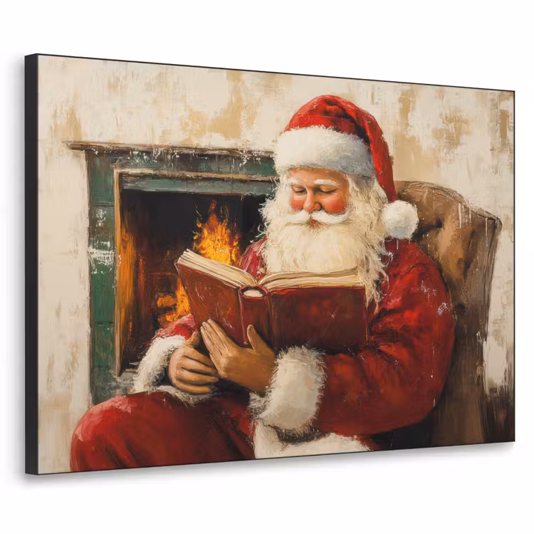 Kerst - Kerstman - Winter - Open Haard Textielframe zwart klein -3d