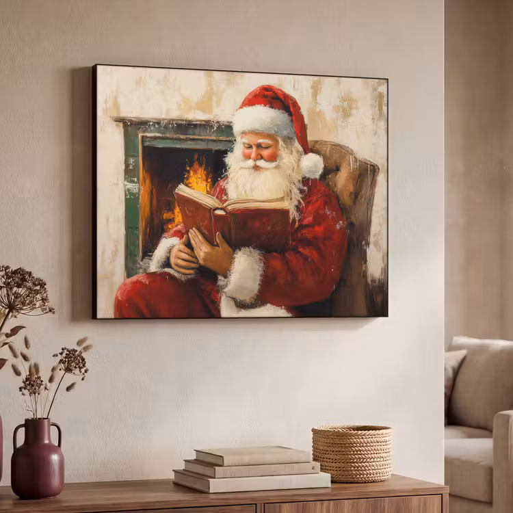 Kerst - Kerstman - Winter - Open Haard Textielframe zwart klein -sfeer3