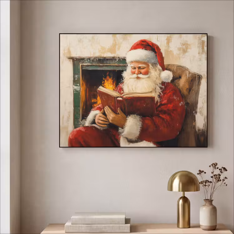 Kerst - Kerstman - Winter - Open Haard Textielframe - compleet frame klein -sfeer2