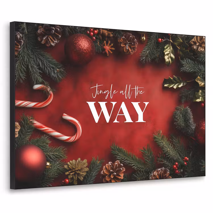 Kerst - Quote - Rood - Kerstballen Textielframe zwart klein -3d