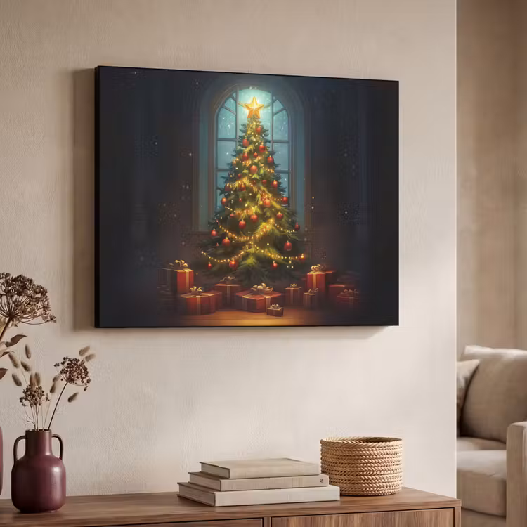 Kerstboom - Cadeau - Kerst - Winter Textielframe - compleet frame klein -sfeer3