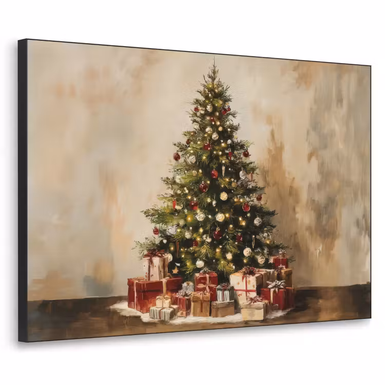 Kerstboom - Versierd - Kleurrijk Textielframe - compleet frame klein -3d