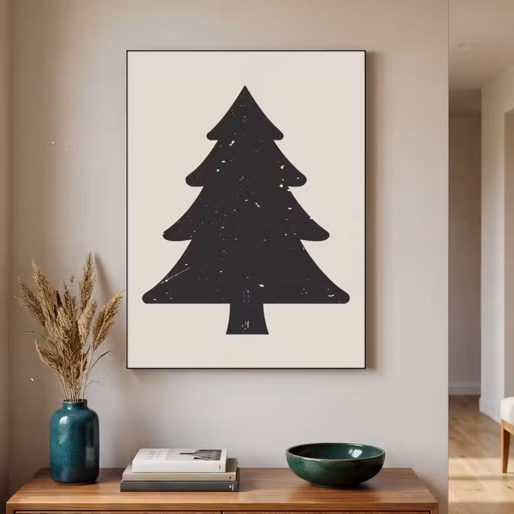 Kerstboom - Zwarte kerstboom - Boom - Japandi Textielframe zwart klein -sfeer1