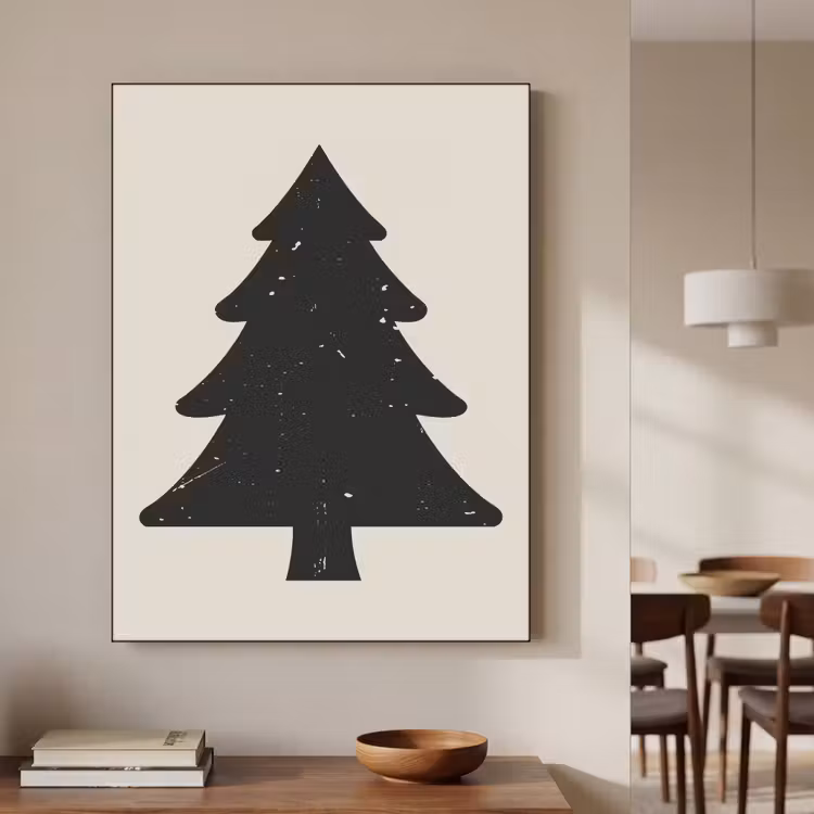 Kerstboom - Zwarte kerstboom - Boom - Japandi Textielframe zwart klein -sfeer2