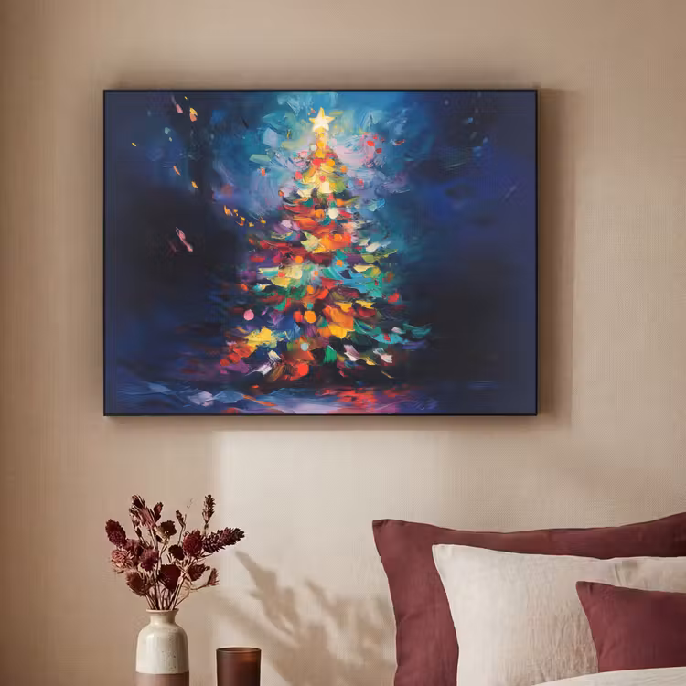 Kerstboom - Kerst - Abstract - Kleurrijk Textielframe - compleet frame klein -sfeer1