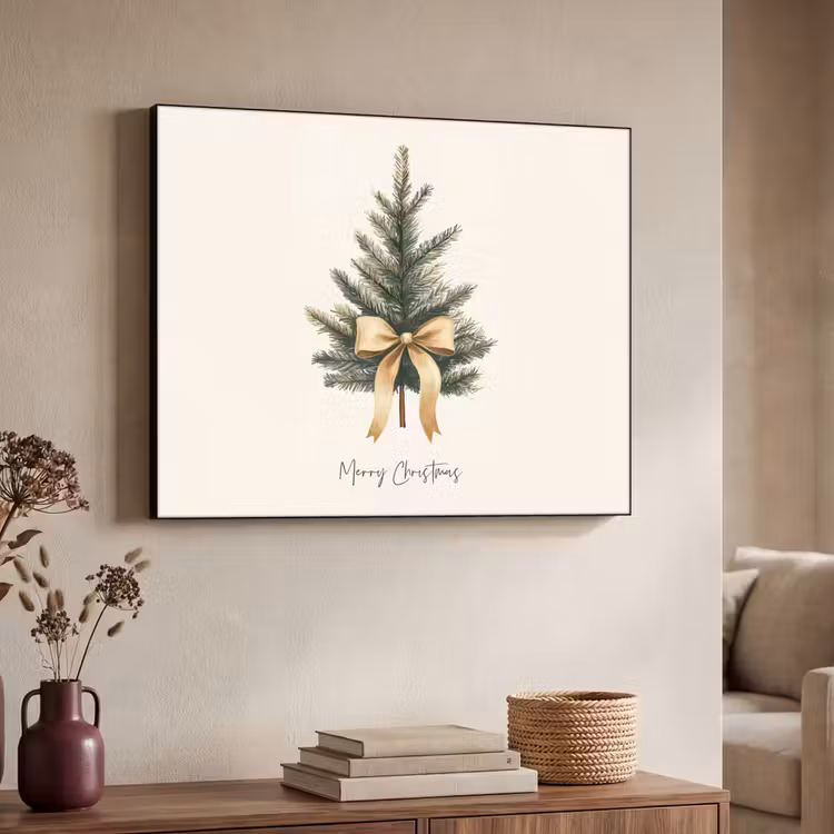 Kerstboom - Kerst - Merry Christmas - Beige Textielframe - compleet frame klein -sfeer3
