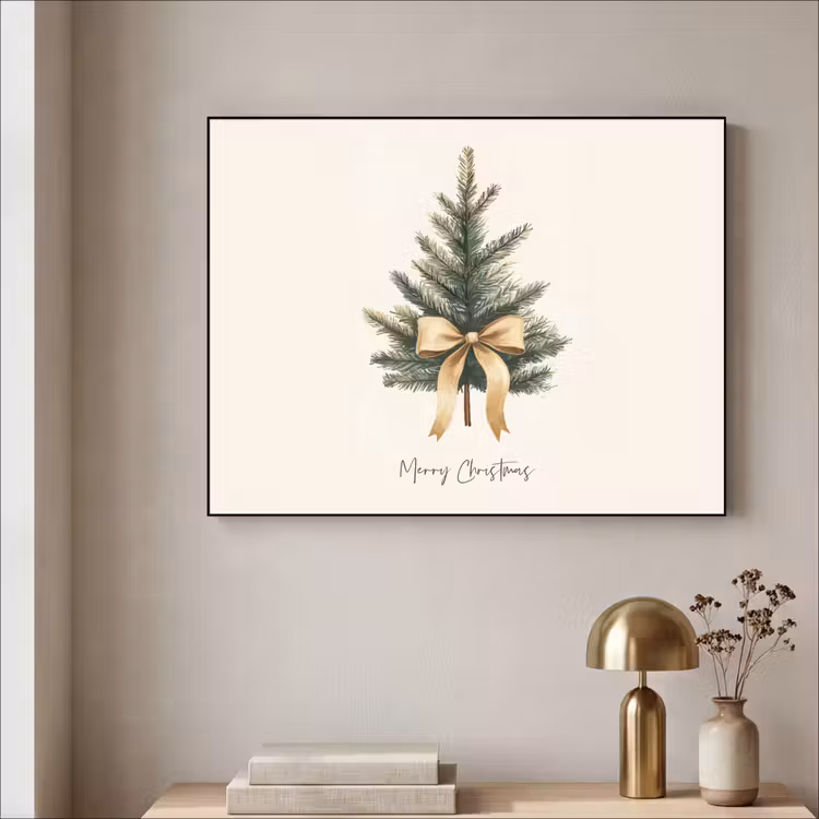 Kerstboom - Kerst - Merry Christmas - Beige Textielframe zwart klein -sfeer2