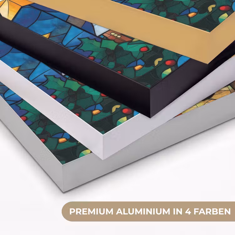 Kerstman - Glas - Kleurrijk Textielframe zwart klein -USP_kleurenDE