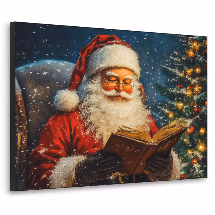 Kerstman - Kerst - Winter - Kerstboom Textielframe zwart klein -3d