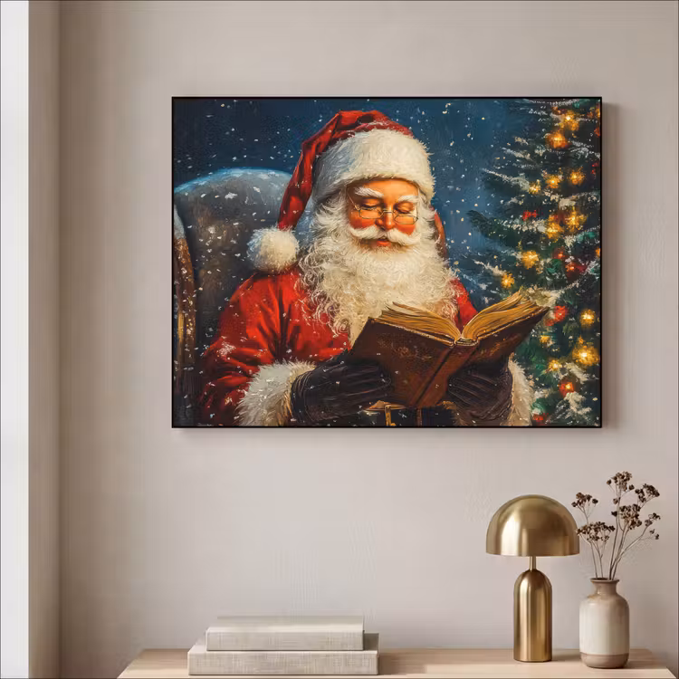 Kerstman - Kerst - Winter - Kerstboom Textielframe - compleet frame klein -sfeer2