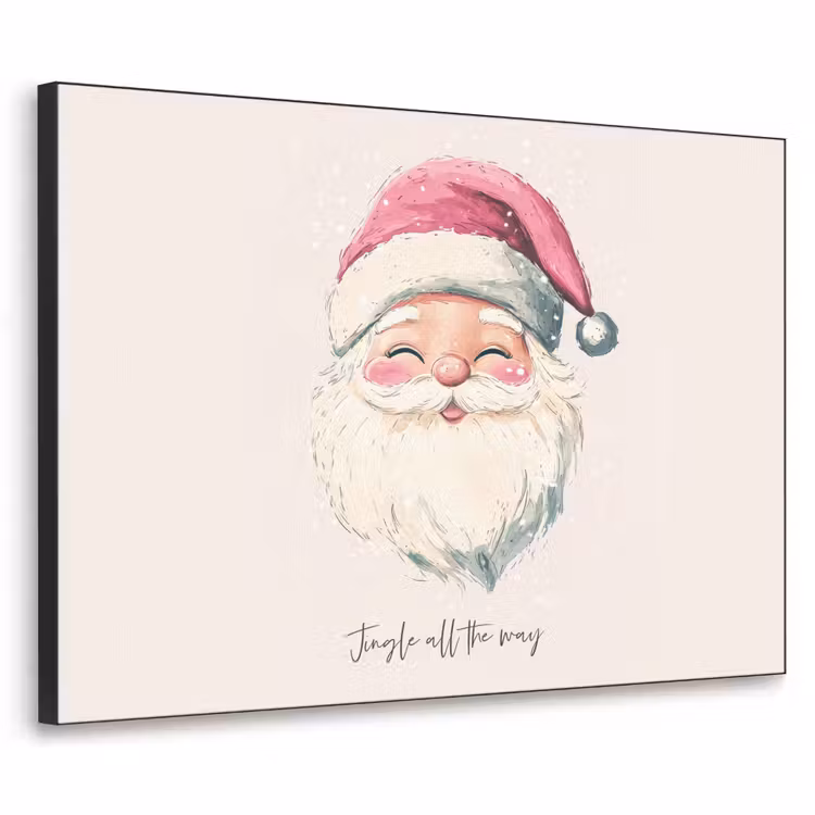 Kerstman - Kerst - Quote - Beige Textielframe - compleet frame klein -3d