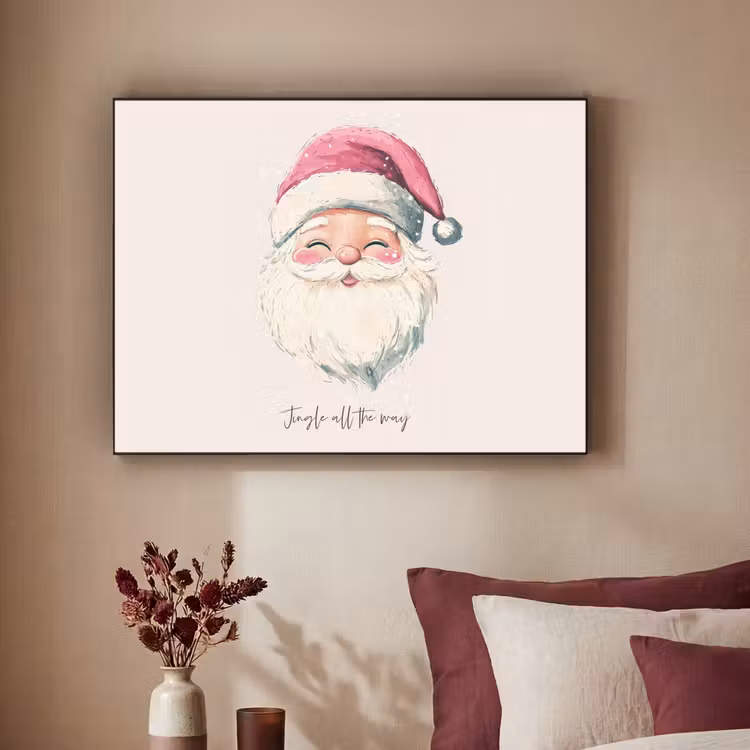 Kerstman - Kerst - Quote - Beige Textielframe - compleet frame klein -sfeer1