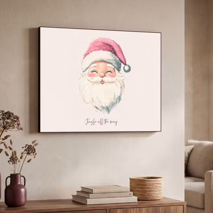 Kerstman - Kerst - Quote - Beige Textielframe zwart klein -sfeer3