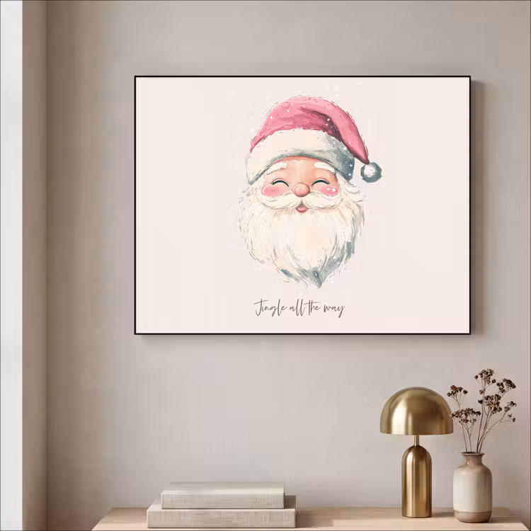 Kerstman - Kerst - Quote - Beige Textielframe zwart klein -sfeer2