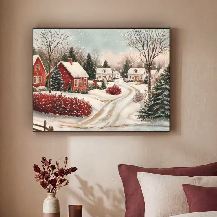Kerstsfeer - Landelijk - Rood Textielframe - compleet frame klein -sfeer1
