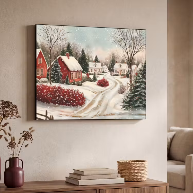 Kerstsfeer - Landelijk - Rood Textielframe zwart klein -sfeer3