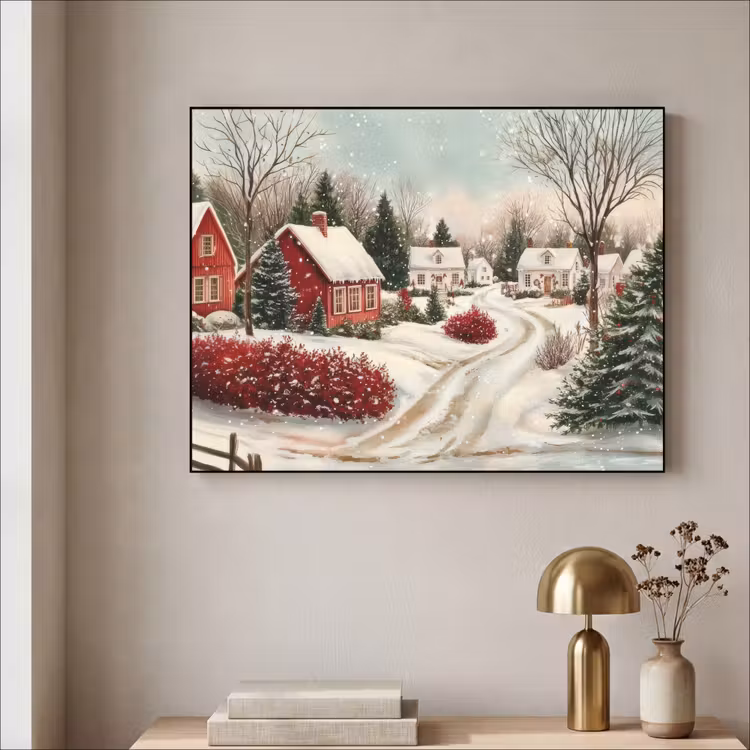 Kerstsfeer - Landelijk - Rood Textielframe zwart klein -sfeer2