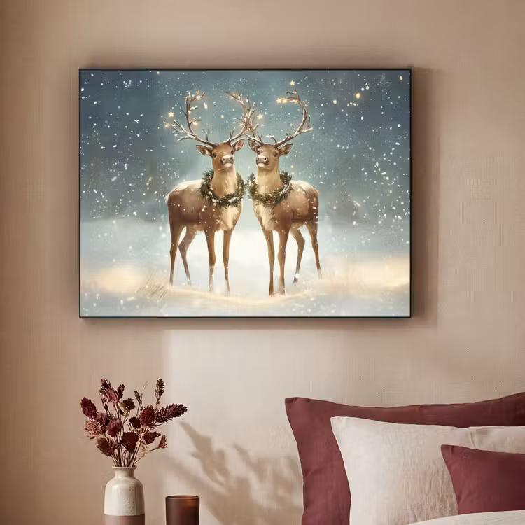 Kerstmagie - Winterwoud - Rendier Textielframe zwart klein -sfeer1