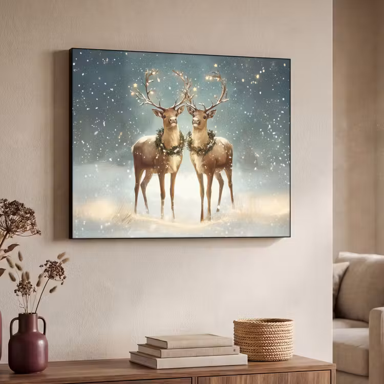Kerstmagie - Winterwoud - Rendier Textielframe - compleet frame klein -sfeer3