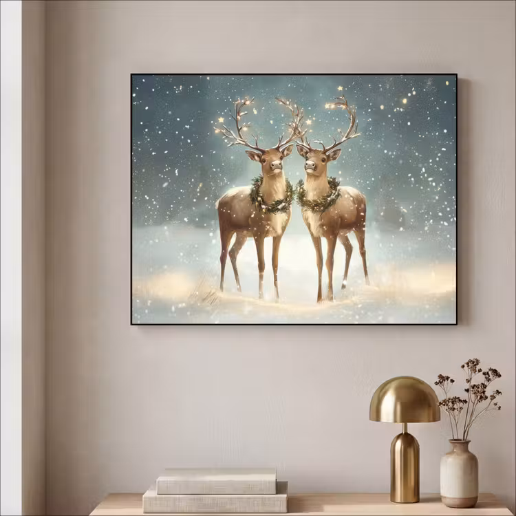 Kerstmagie - Winterwoud - Rendier Textielframe zwart klein -sfeer2