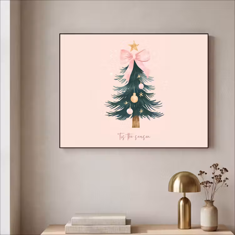 Christmas Season - Kerst - Kerstboom - Roze Textielframe - compleet frame klein -sfeer2