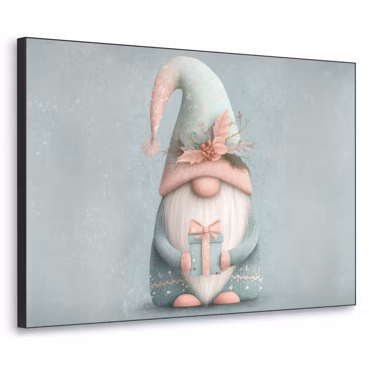 Kerstgnome - Cadeau - Groen Textielframe zwart klein -3d