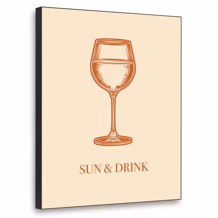 Wijn - Zomer - Quote - Oranje Textielframe - compleet frame klein -3d