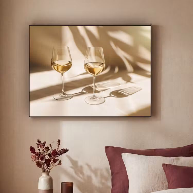 Wijn - Wijnglazen - Wit Textielframe zwart klein -sfeer1