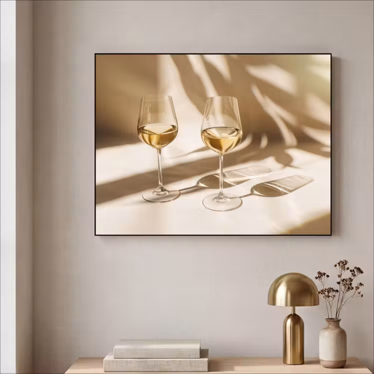 Wijn - Wijnglazen - Wit Textielframe - compleet frame klein -sfeer2