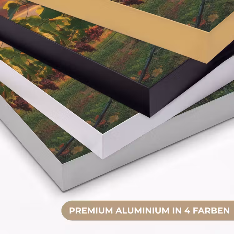 Wijngaard - Druiven - Zonsondergang Textielframe zwart klein -USP_kleurenDE