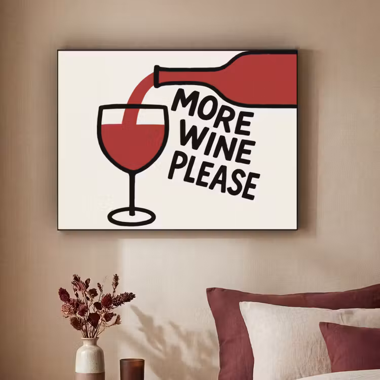 Wijnfles - Quote - Rood - Glas Textielframe zwart klein -sfeer1