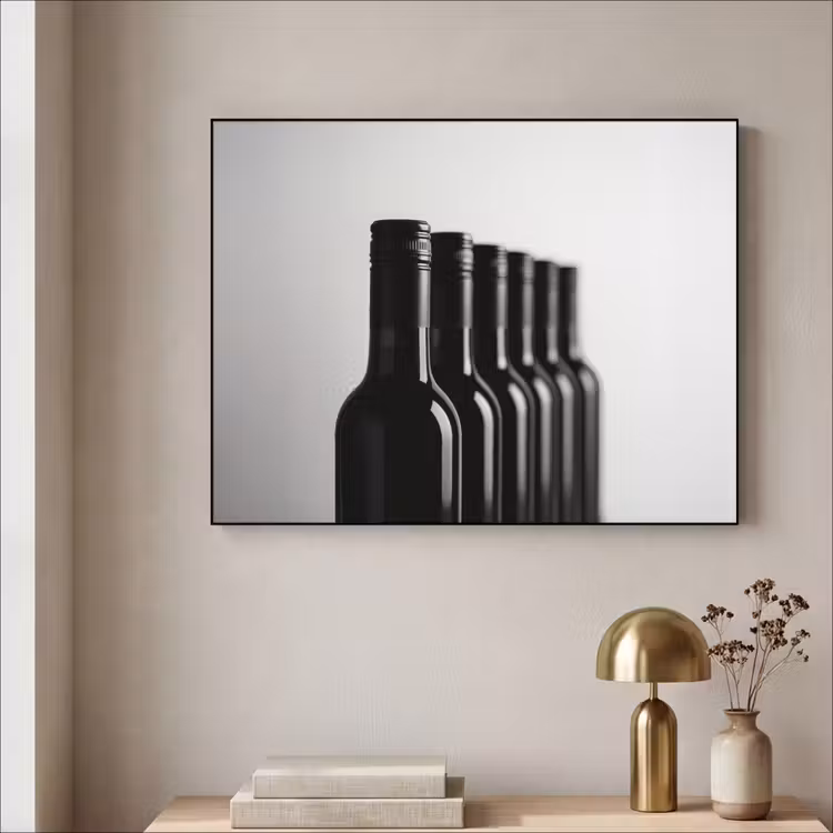Wijnflessen - Zwart - Minimalistisch Textielframe zwart klein -sfeer2