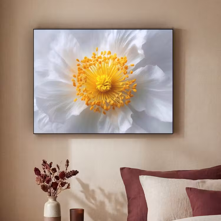 Wit - Bloem - Elegant Textielframe zwart klein -sfeer1