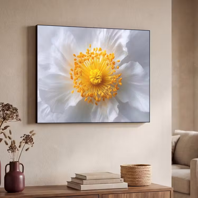 Wit - Bloem - Elegant Textielframe - compleet frame klein -sfeer3