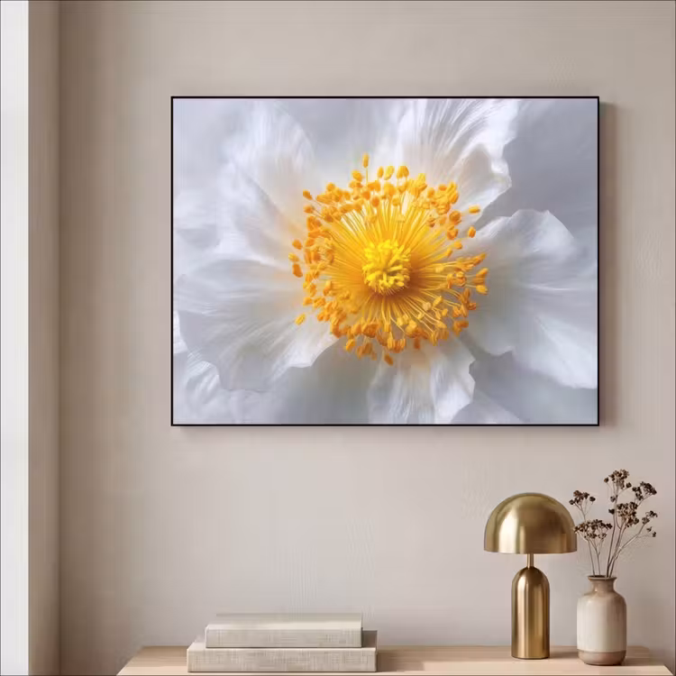 Wit - Bloem - Elegant Textielframe - compleet frame klein -sfeer2