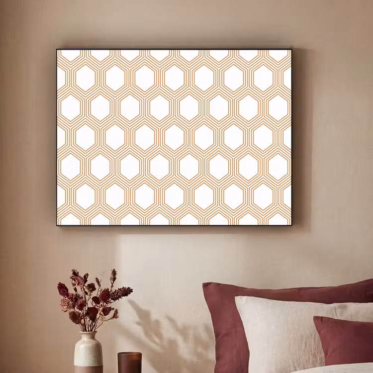 Wit - Patroon - Symmetrisch - Modern Textielframe zwart klein 947 -sfeer1