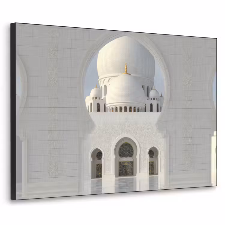 Witte koepel - Gouden Details - Moskee Textielframe - compleet frame klein -3d