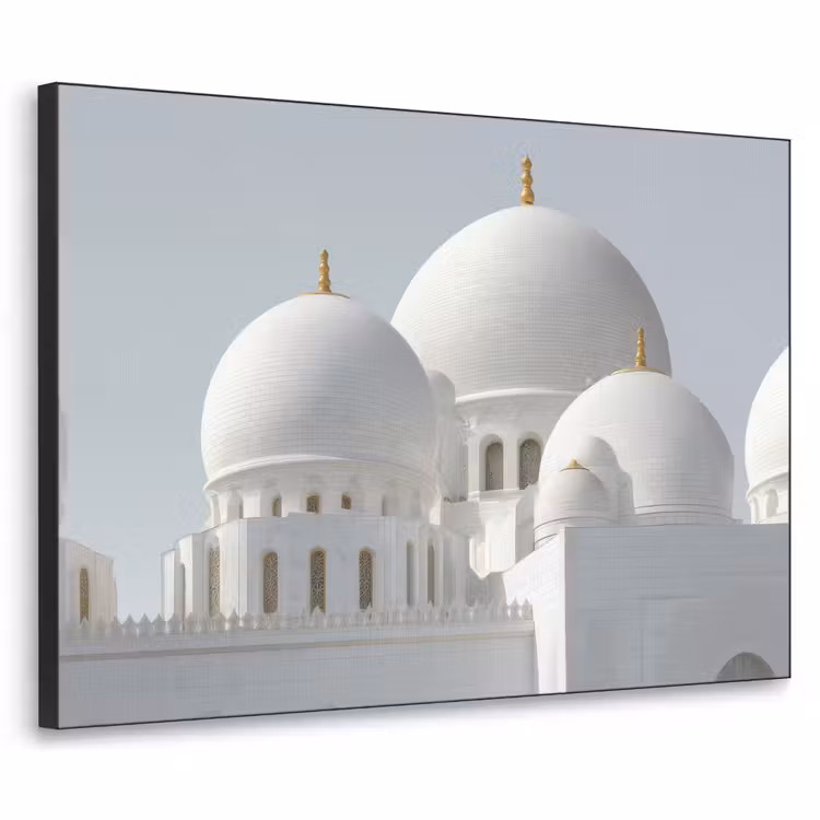 Witte koepels - Helderblauwe lucht - Islamitisch Textielframe - compleet frame klein -3d
