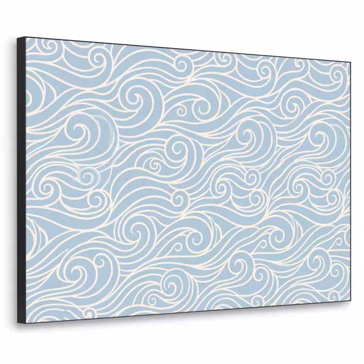 Golf - Abstract - Natuur - Modern - Blauw Textielframe zwart klein -3d