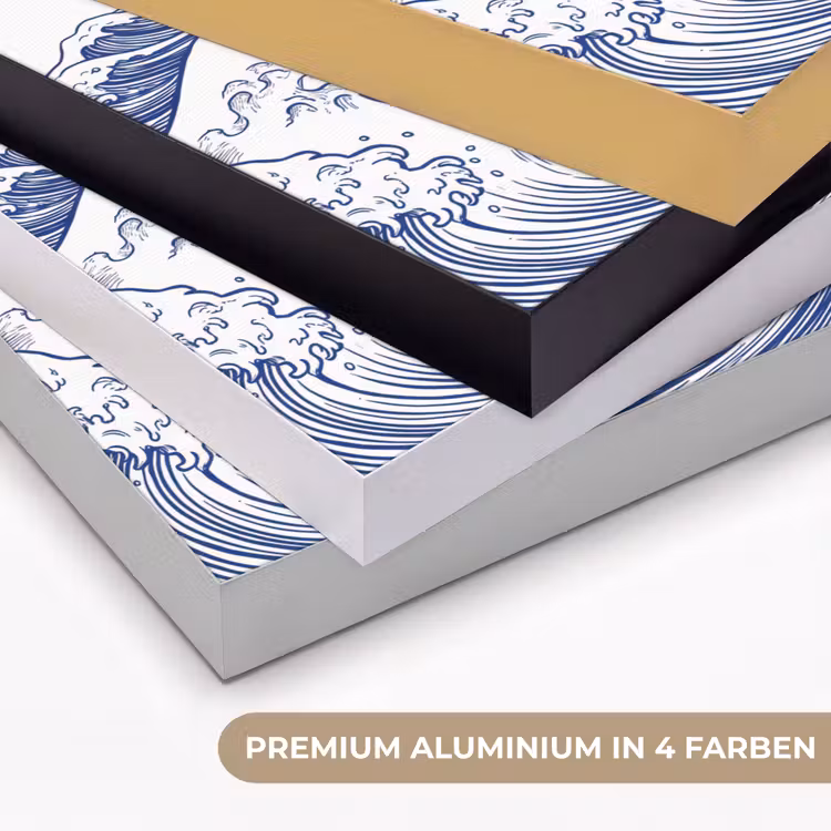 Golf - Japans - Zee - Illustratie - Blauw Textielframe zwart klein -USP_kleurenDE
