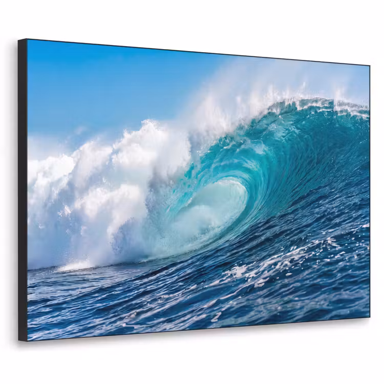 Golf - Oceaan - Water - Dynamisch - Blauw Textielframe zwart klein -3d