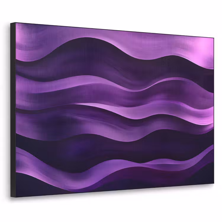 Golven - Abstract - Paars Textielframe zwart klein -3d