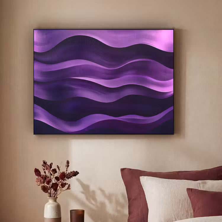 Golven - Abstract - Paars Textielframe - compleet frame klein -sfeer1