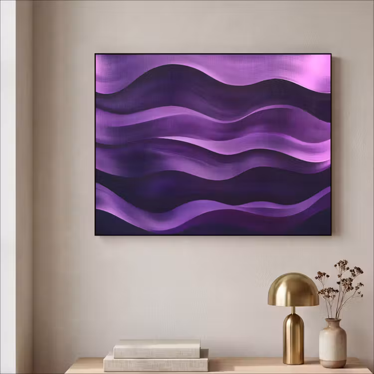 Golven - Abstract - Paars Textielframe - compleet frame klein -sfeer2