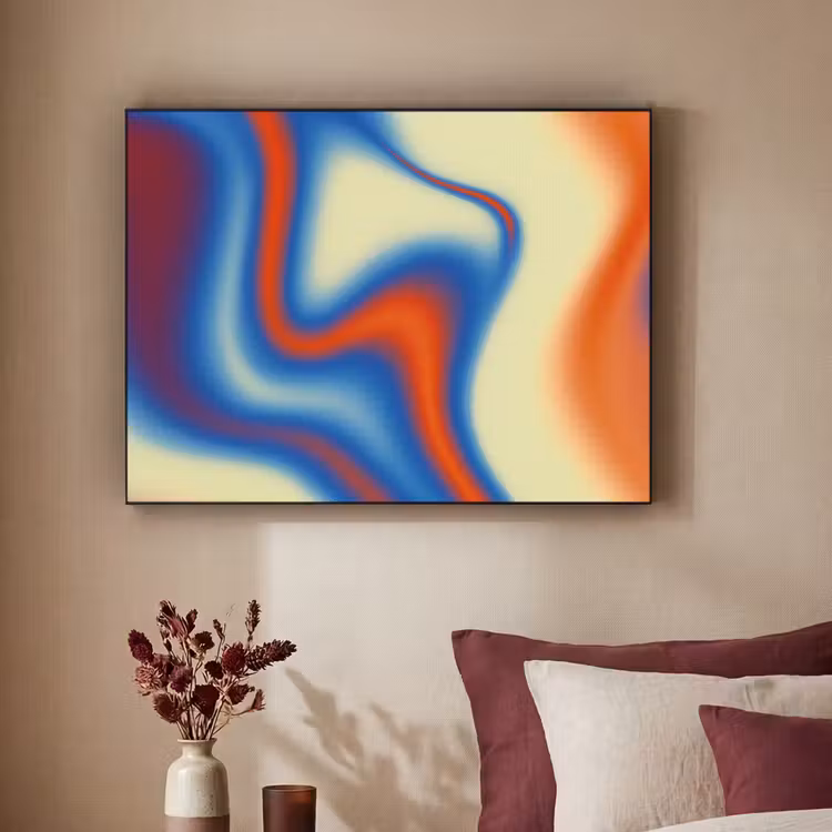 Golven - Kleurrijk - Abstract Textielframe zwart klein -sfeer1