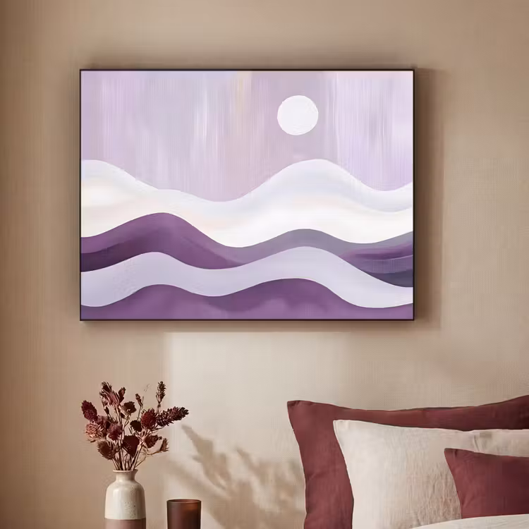 Golven - Heuvels - Abstract - Paars Textielframe - compleet frame klein -sfeer1