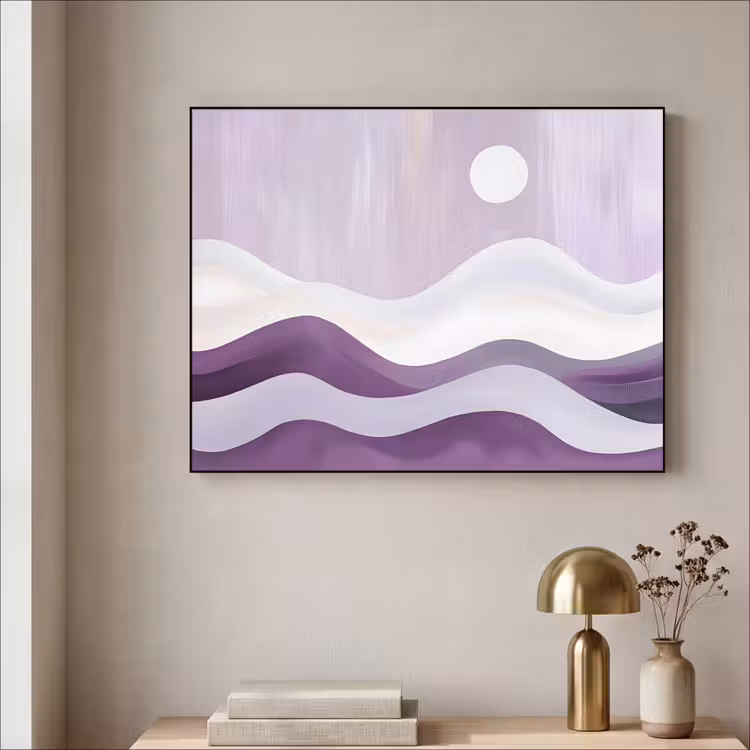 Golven - Heuvels - Abstract - Paars Textielframe zwart klein -sfeer2